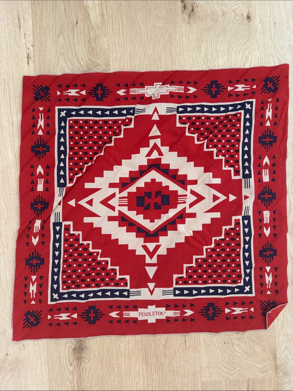 Pendleton Red Navy Cream Navajo-Pattern Bandana